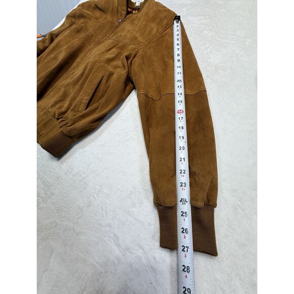 Bugatti Suede Bomber Jacket SZ L Fawn Camel Heritage Tailoring Tan Leather Coat - Picture 12 of 12
